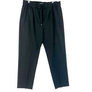 Reiss Womens Perry Paperbag Trousers US 8 Black Wool Blend Tapered Drawstring